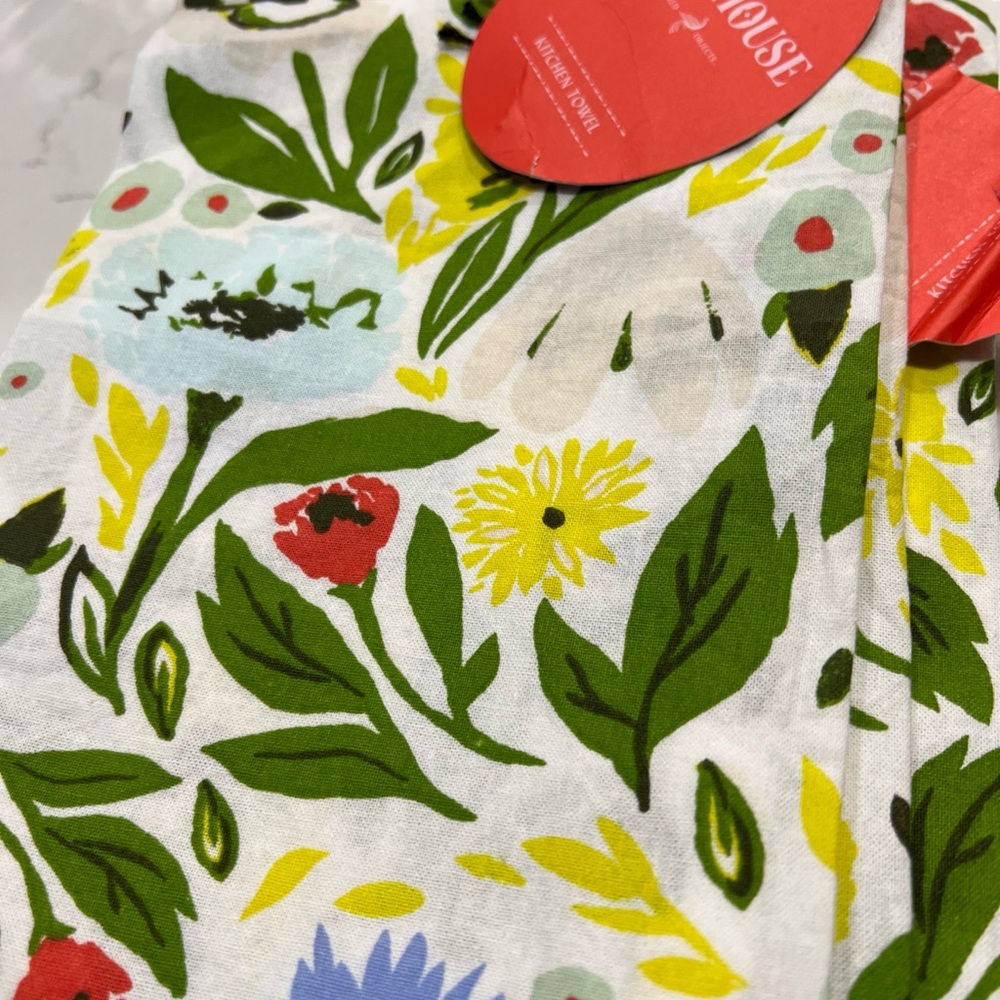 Opalhouse Floral Kitchen Towel in Green, Yellow, Red, Blue